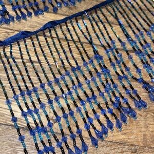 Navy blue beaded fringe for costume